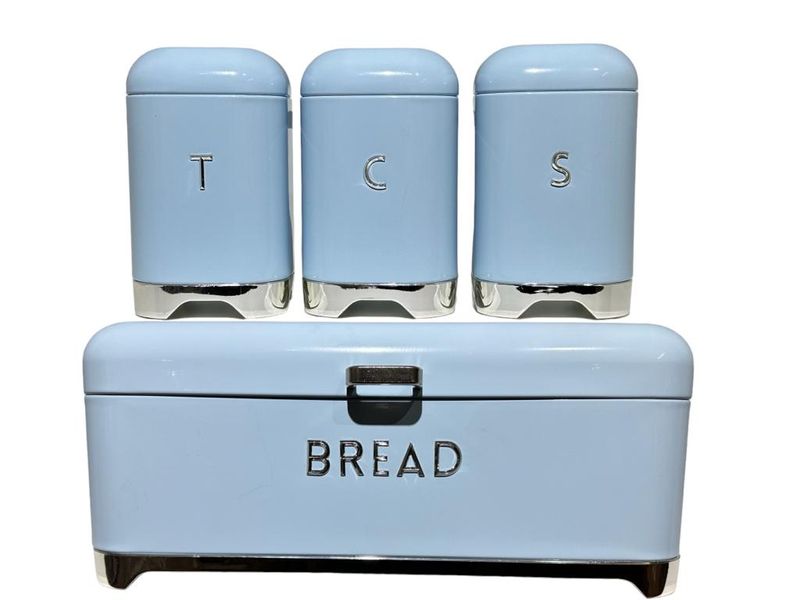 Bread Bin with 3-Piece Canister - Blue