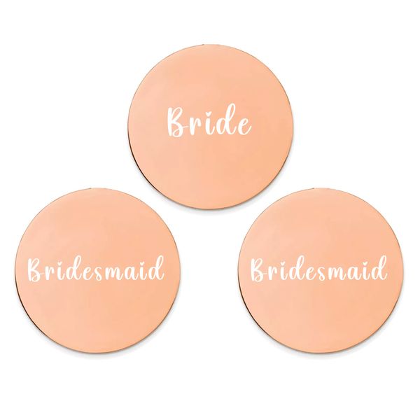 3 Pack Bride &amp; Bridesmaid Rose Gold Mirror and Lip Balm Compact