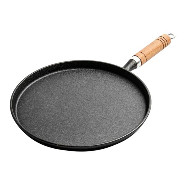 Roti/Pizza Pan 26cm Round Cast Iron with Wooden Handle