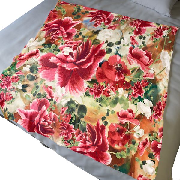 Pastel Pink and Red Blooming Floral Light Weight Fleece Blanket