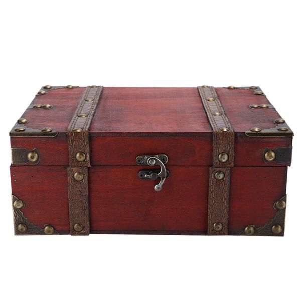 Vintage Wooden Jewelry Chest with Lock, Home Decor Storage Box 6282