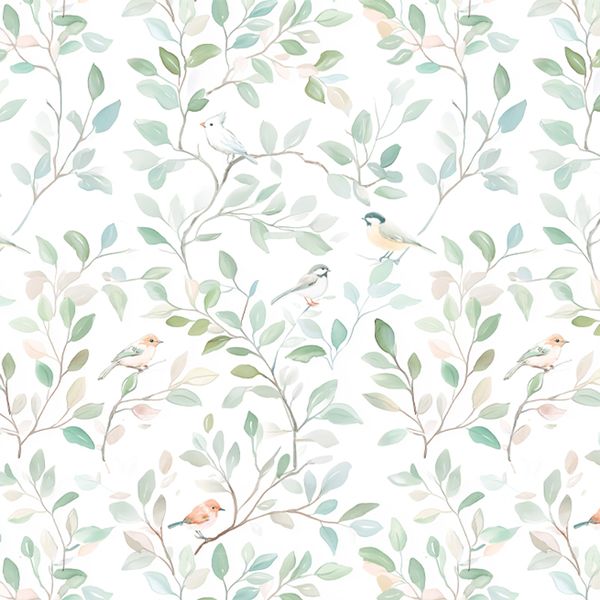 STICKCOOL10m Decorative Peel and Stick Wallpaper Watercolor Leaf &amp; Bird