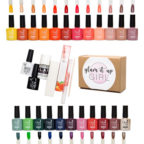 High-Quality UV/LED Glam Gel Nail Polish Salon Starter Kit - 29 Pieces