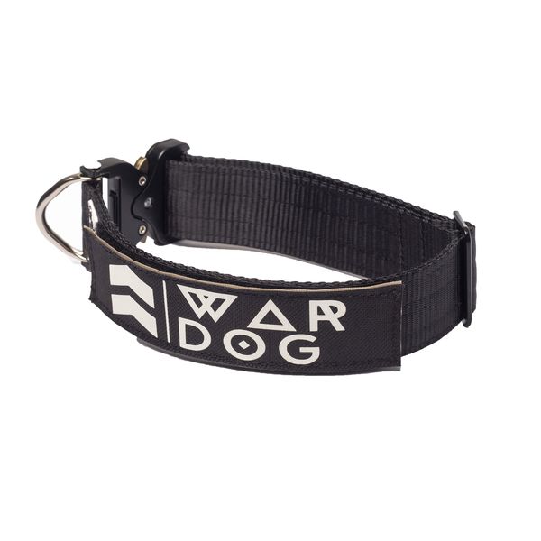 War Dog Metal Buckle Dog Collar Black - 38mm