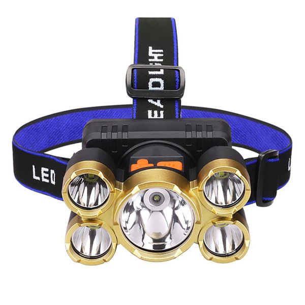High Power 5LED 500M Waterproof Four Gear Modes Rechargeable Headlamp