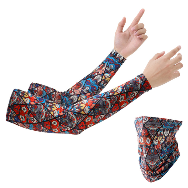 Nylon Elastic Ice Silk UV Sun Protection Arm Cover Sleeves And Face Mask