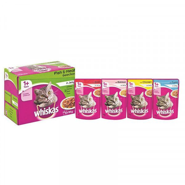Bulk Pack 48 x Whiskas Cat Food Pouch 85G Multi Pack Fish & Meat Shop