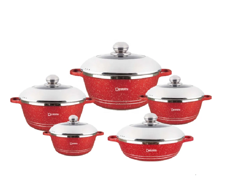 Ceramic 10 Pot Die-Cast Aluminum Set Non-Stick 10 Pieces