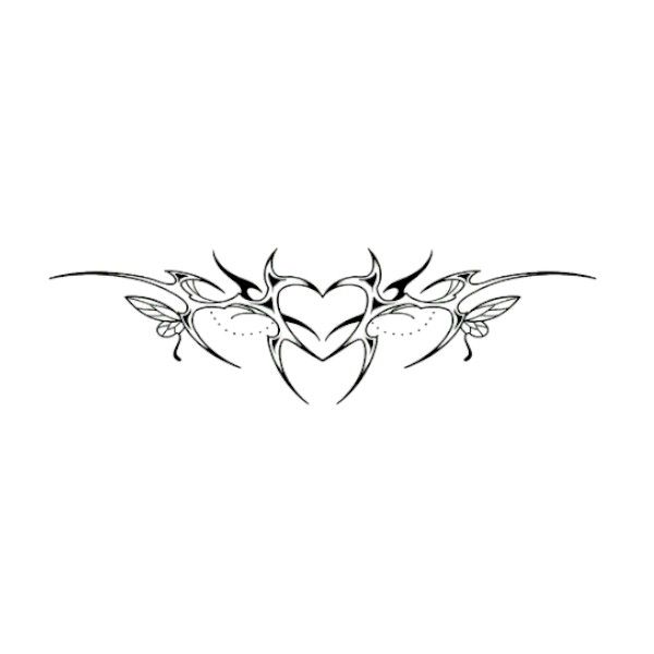 Semi-Permanent Tattoo With Geometric Heart Design - Black