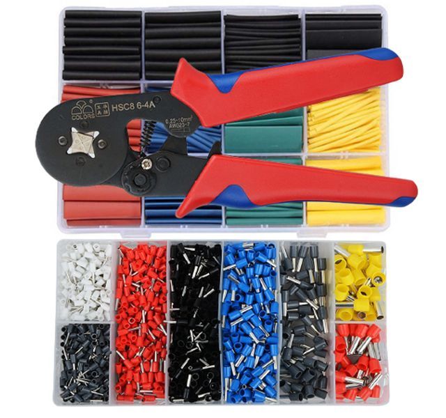 Crimping Tool Set 1250 Piece Wire End Boot Ferrule 530 Piece Heat Shrink