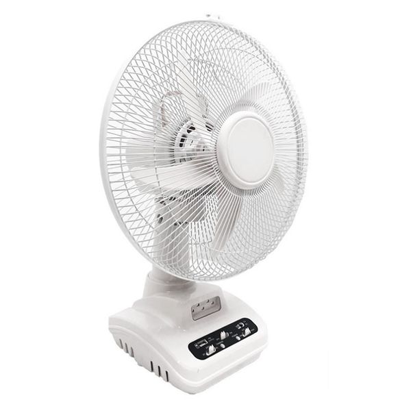 12" Rechargeable Oscillating Desk Fan With AC/DC Dual Function &amp; LED Light