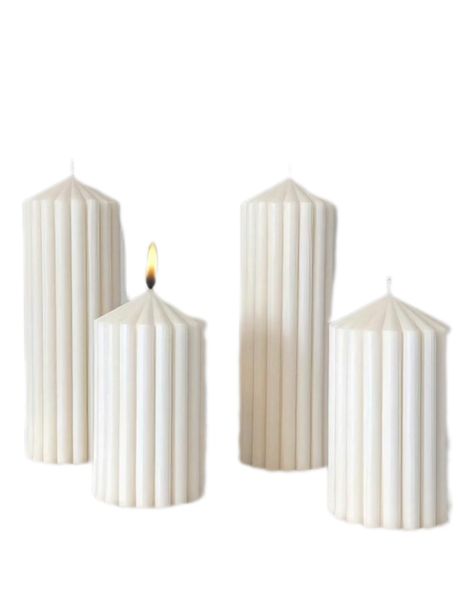Frosted Elegance Ribbed Candle Set