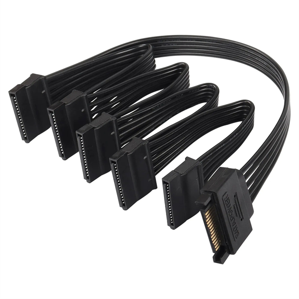 15Pin Sata Power Splitter 1 To5 Hard Drive HDD SSD Power Supply Cable
