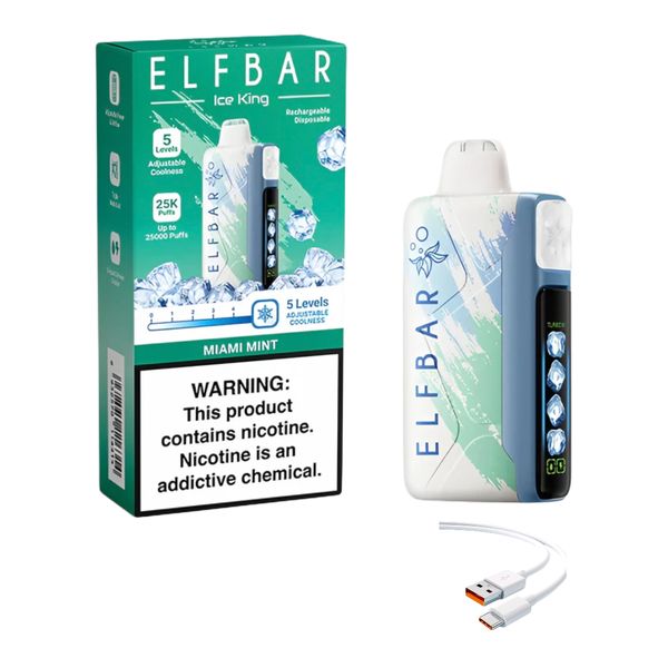 Elfbar Ice King 25k Miami Mint +DiscoVape Charging Cable