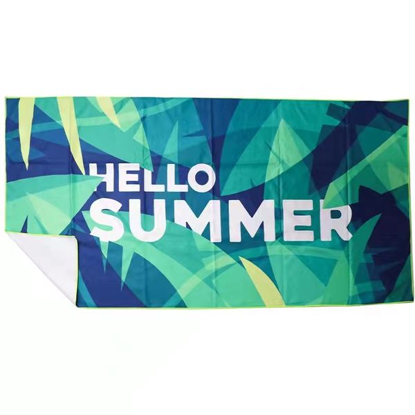 CampsBerg - Quick Dry Microfibre Beach Towel-Pink Hello Summer Beach Towel