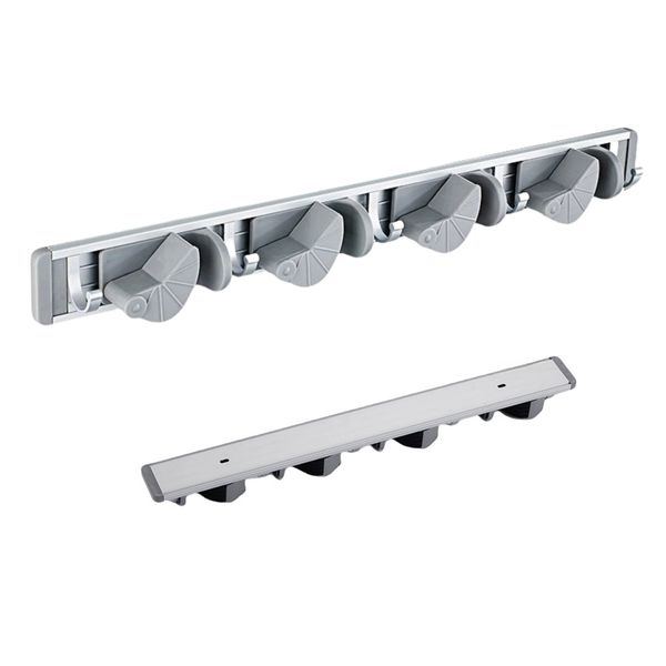 Mop Hoder Broom Holder Rack Wall Mount Mop Organizer 4 Racks With 5 Hooks