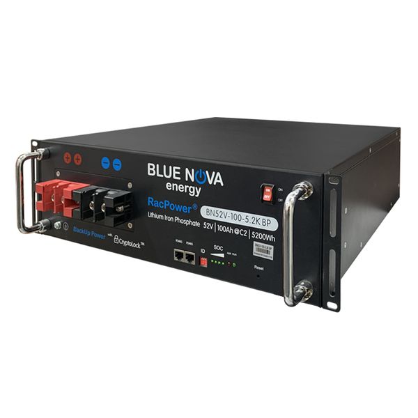 Blue Nova Energy Lithium Iron 52V RacPower Battery 100Ah 5.2k Backup Power