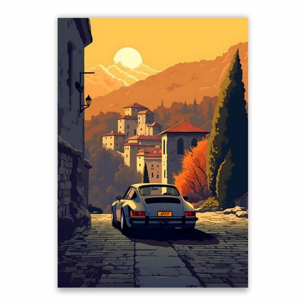 Porsche 911 Old Town Poster - A1
