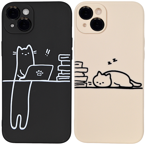 Sleepy and Working Cat - Phone Case - Iphone 15 - Combo