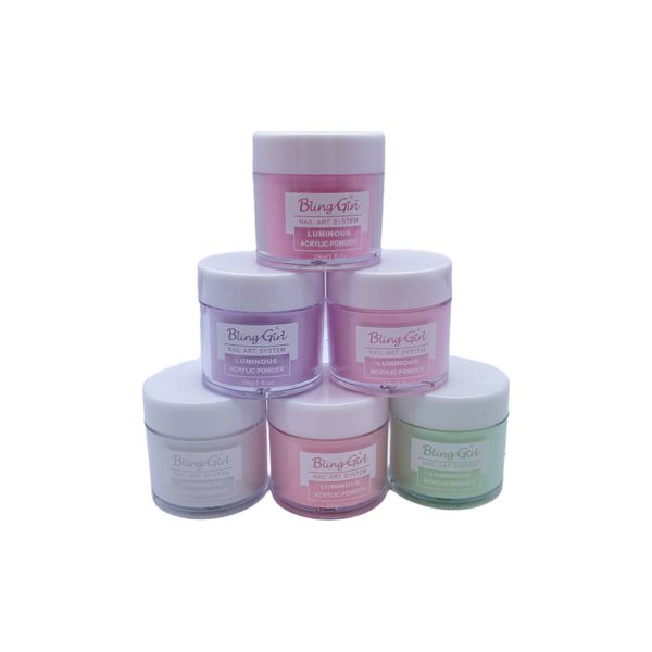 Bling Girl 6Piece Nail Art System Luminous Acrylic Powder #01-06