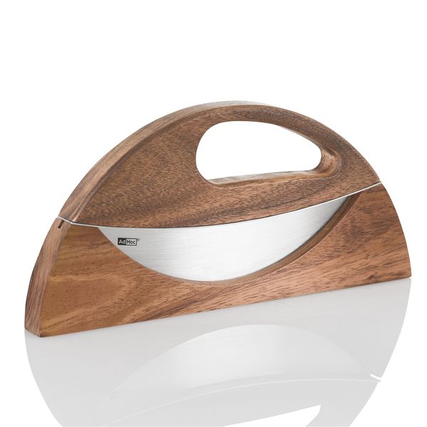 AdHoc Universal Mezzaluna Chopping Knife/Pizza Cutter: Stainless-Steel WAVE