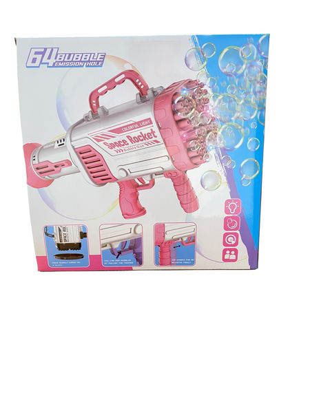 Space Rocket Bubble Gun - 92 Hole Bubble Machine with Lights - Rechargeable