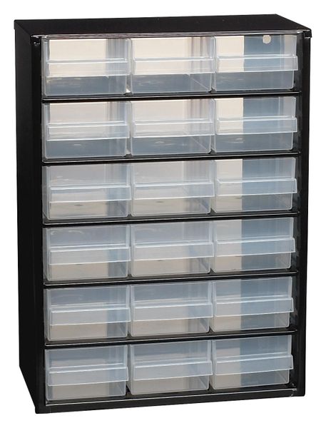 Raaco (132022) Storage Cabinet, Wall Mount, 18 Drawer, Black, Steel