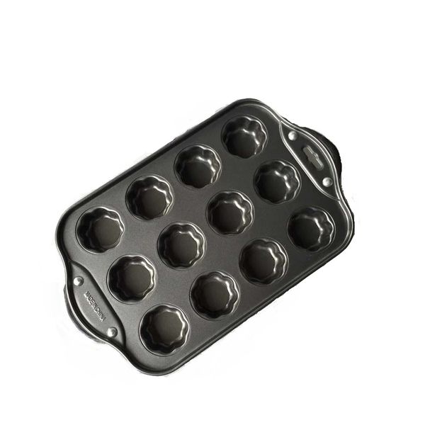 12 Cups Non-Stick Flower Shape Mini Cupcake Bake Pan With Handle