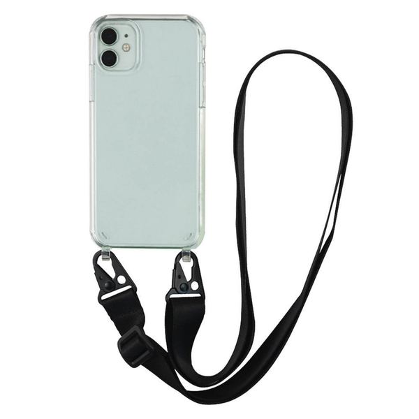 Cased Crossbody Phone Case, Clear + Black Lanyard, iPhone 12/12 Pro