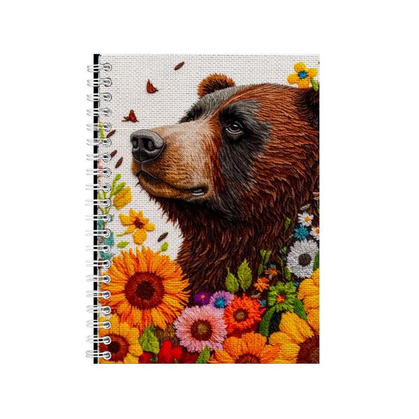 Embroidered BROWN BEAR3 Notebook Animal Gift Idea A4 Notepad Pad 98