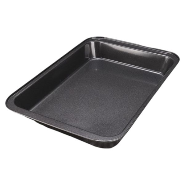 Premium Non-Stick Carbon Steel Rectangle Deep Baking Tray - 37.5cm - Black