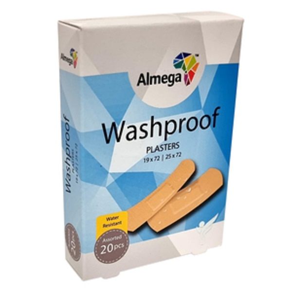 Almega - Assorted Wash Proof Plasters (20 Per Box) x 4