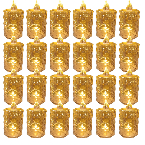 24 Pcs LED Crystal Candle Light Flameless- Warm white - L