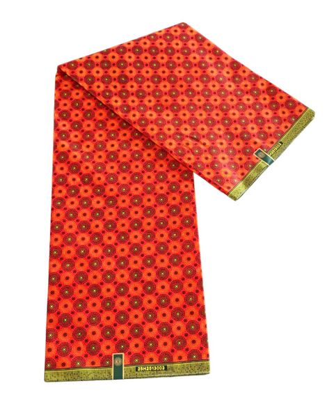 African Traditional Print Fabric - Orange Small Flower