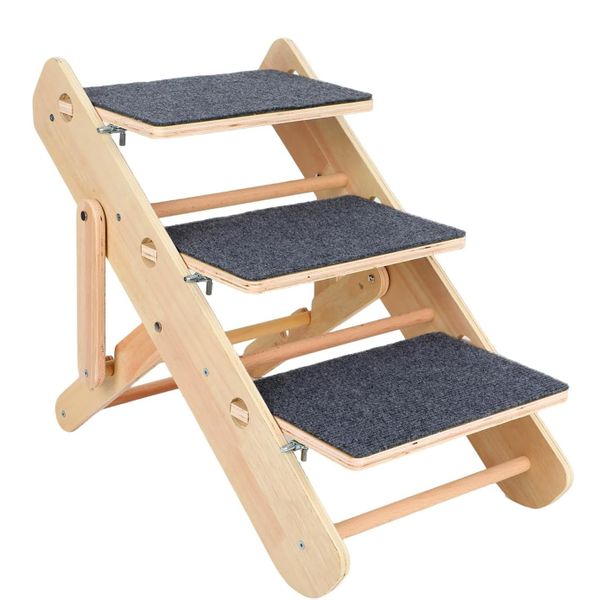 Pet Stairs Ramp Dog Cat Convertible Foldable Adjustable Pet Steps -3/4 Tier