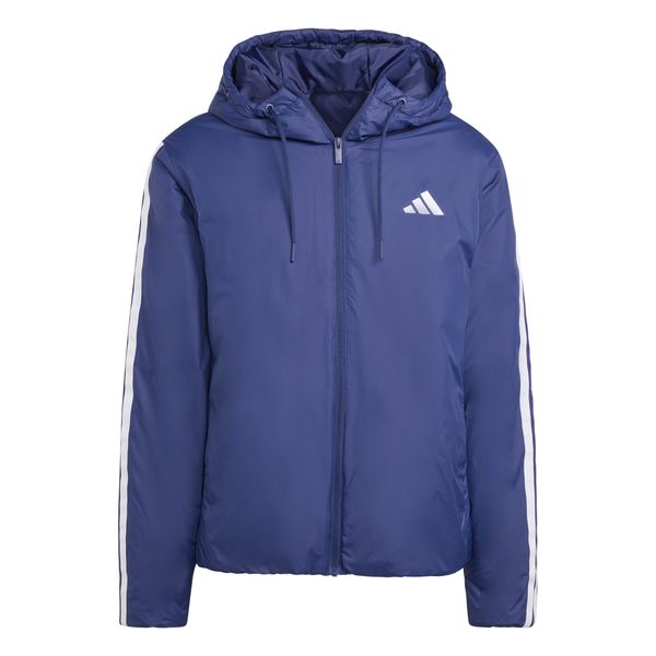 adidas Men's Essentials ClimeWarm 3-Stripes Insulated Hooded Jacket - Blue