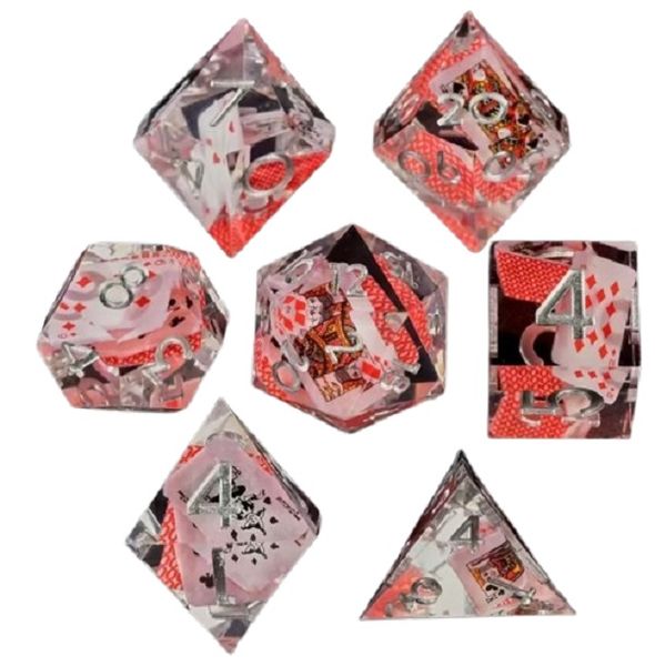 7-Piece Handcrafted Transparent Resin Polyhedral Playing Card DND Dice Set