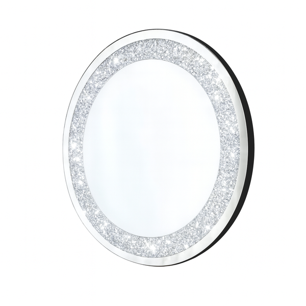 Luxury Round Wall Mirror with Sparkling Crystals - 40 cm Decorative Mirror