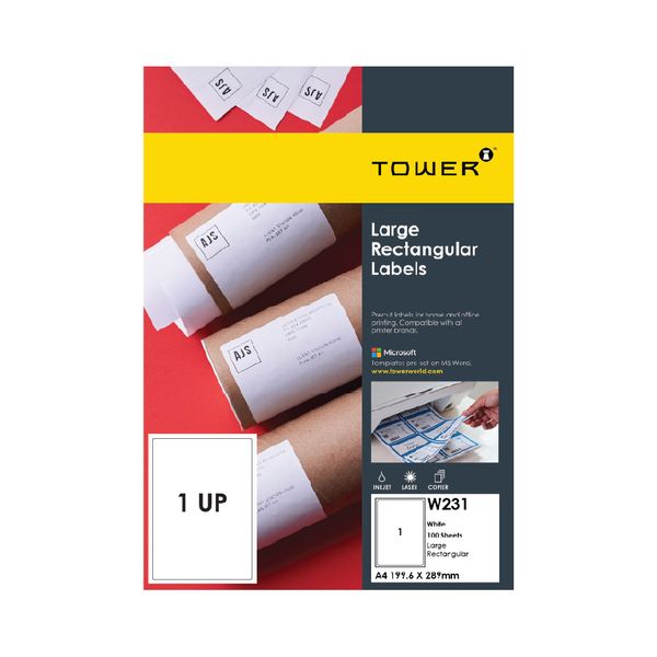 Tower A4 Self Adhesive Printable Labels - 100 Sheets