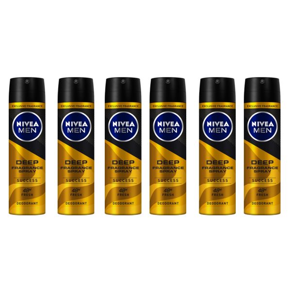 NIVEA MEN DEEP Fragrance Success Deodorant Spray, 6x150ml