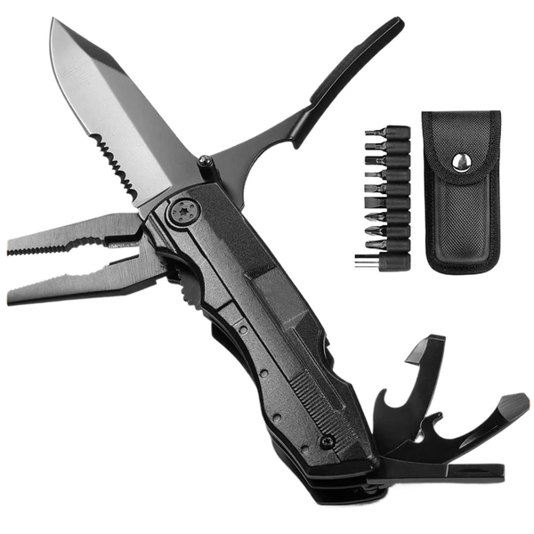 Multitool Pocket Knife with Pliers Screwdrivers Bottle Opener Safety Lock