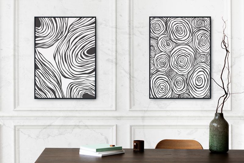 R Handmade Designs- Line Art Wall Decor Prints- Set Of 2- A3 Unframed