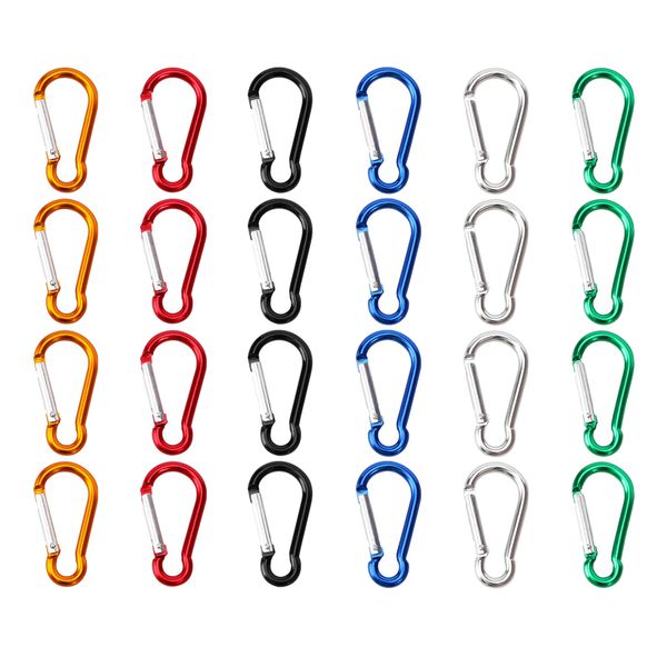 Mini Aluminium Carabiner Spring Clips - 24 Pieces