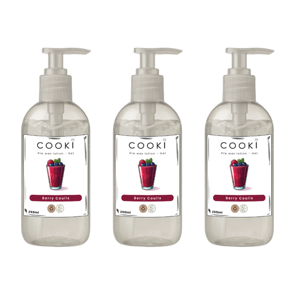 Cooki Berry Coulis Pre-Wax Lotion - Gel 250ml 3 Pack Wax Prep Lotion