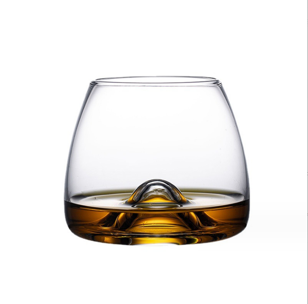 Glass Tumbler with Decorative Bottom for Whiskey, Scotch, Cocktails