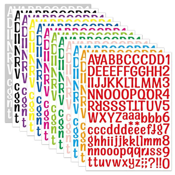 Craft Multi-Use Scrapbooking Alphabet &amp; Number Stickers Set Of 10 Sheets