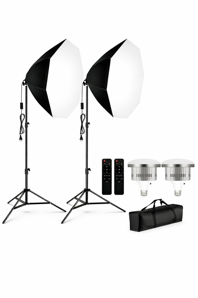 300W Octagon LED Softbox Lighting Kit with Remote -Adjustable Tripod Stands