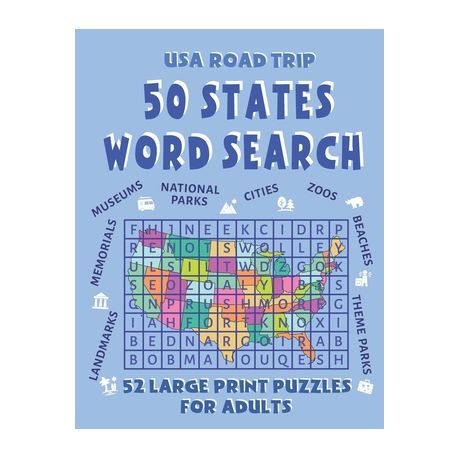 usa road trip 50 states word search 52 large print puzzles for adults things to do places to see in america family vacation word search puzzle b buy online