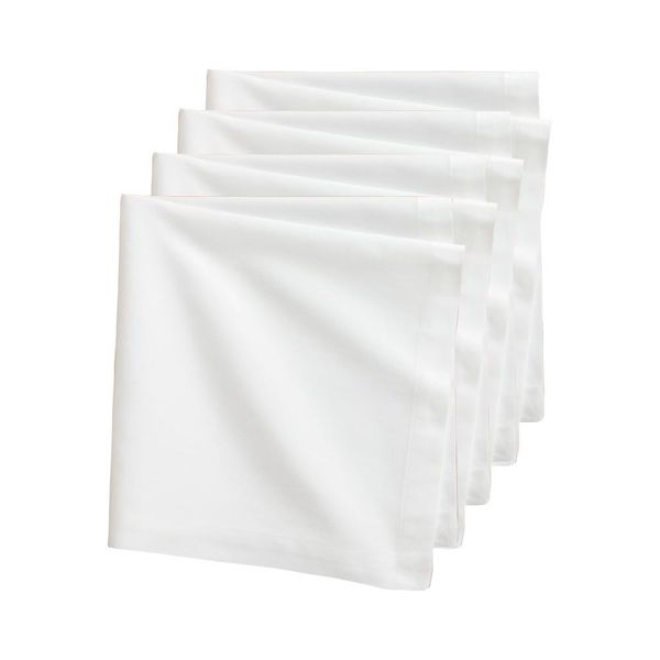 Set of 4 Off-White Table Napkins - White - 35 cm