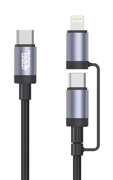 TechZA PD 3-in-1 Fast Charging Cable 60W USB-C to USB-C / Lightning 1m CA27